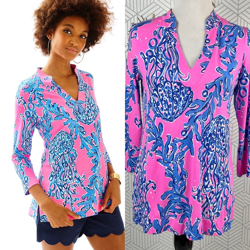 Lilly Pulitzer UPF 50+ Tunic Top Pink Small - Picture 1 of 5